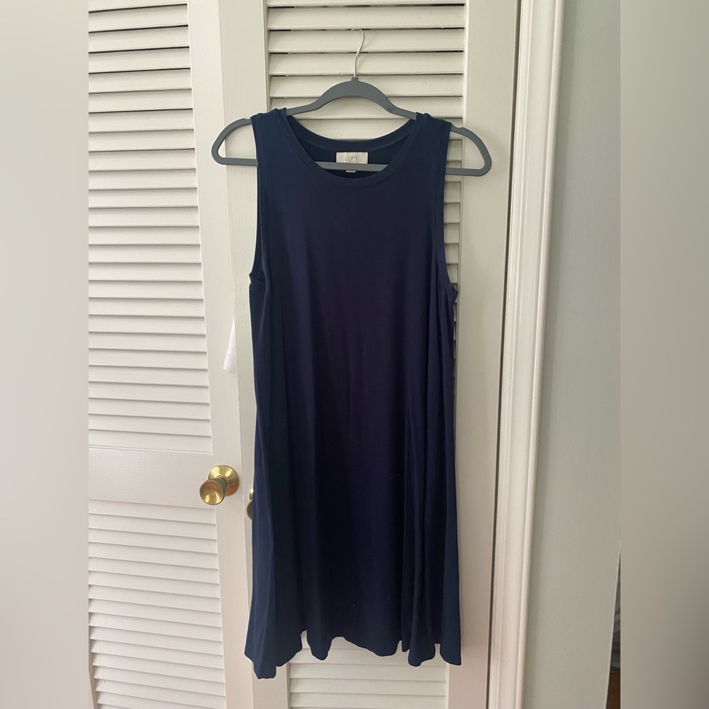 Loft navy blue pull over dress